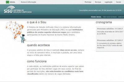 Termina hoje o prazo de inscrição no Sisu