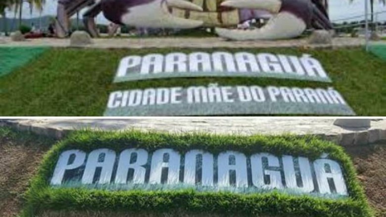 Placa 'Cidade Mãe do Paraná' foi arrancada pelos fortes ventos (Vídeo)