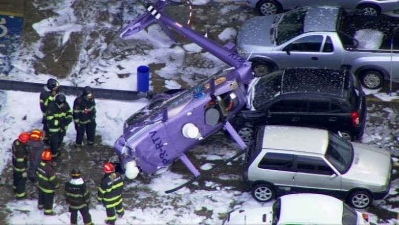  Cai helicóptero da RedeTV! em Osasco, no estacionamento da emissora