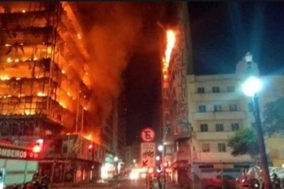 (Vídeo) Prédio desaba após incêndio de grandes proporções em São Paulo
