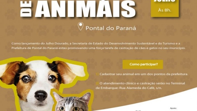 Ação de Castração de Animais será realizada em Julho em Pontal do Paraná