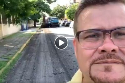 Prefeito Marcelo Roque acompanha trabalho de pavimentação na área central da cidade