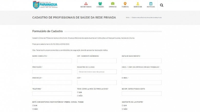 PARANAGUÁ: Secretaria Municipal de Saúde lança Cadastro Único para profissionais de saúde que atuam na rede privada