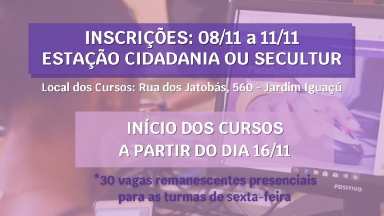 PARANAGUÁ: Secultur disponibiliza 30 vagas para cursos na Estação Cidadania
