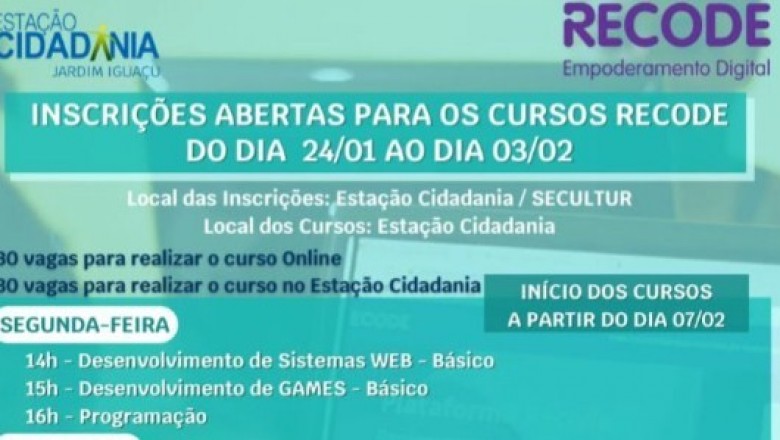 Prefeitura de Paranagu&aacute; disponibiliza 130 vagas para cursos na Esta&ccedil;&atilde;o Cidadania