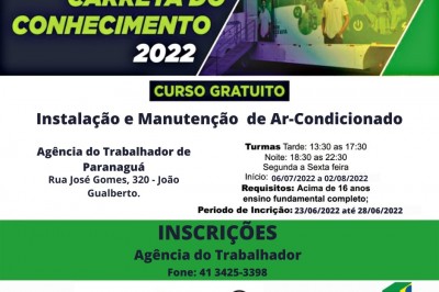 Carreta do Conhecimento com curso gratuito em Paranaguá