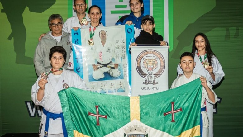 Parnanguaras conquistam 3 medalhas de ouro, 1 de bronze e prestam homenagem ao Sensei Aníbal durante a 3ª fase do 49º Campeonato Paranaense de Karatê