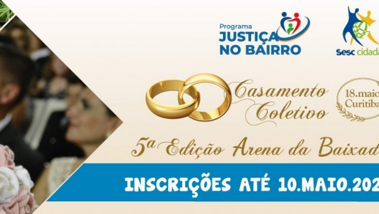 Últimos dias de inscrições para o Casamento Coletivo: prazo vai até 09 de maio em Paranaguá